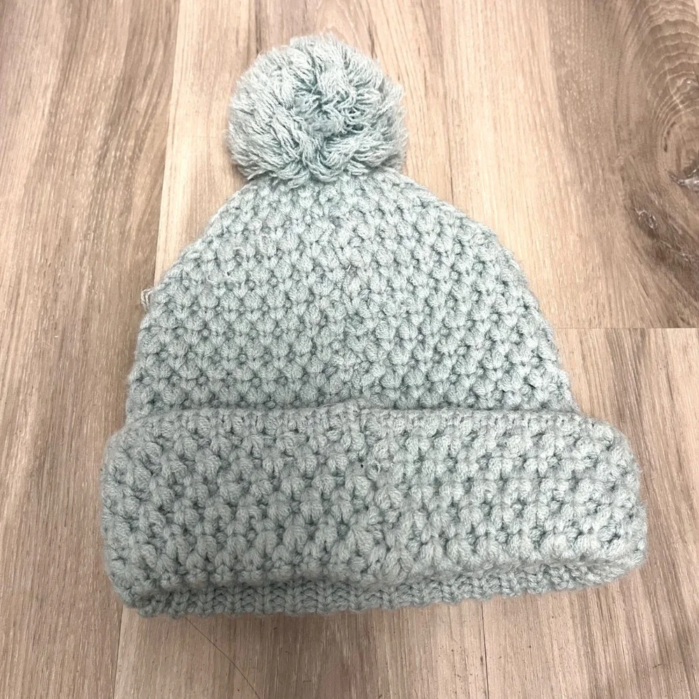 C.C Light Blue Chunky Knit Pom Pom Beanie Hat in Kids One‎ Size